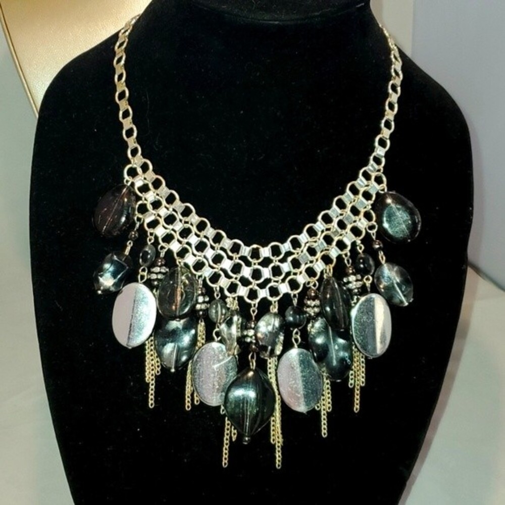 Silver Metal Boho‎ beaded rhinestone necklace Chic Glamorous Jewelry